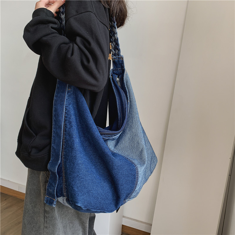 Women Bags Jeans - Casual Patchwork Denim Tote Bag for