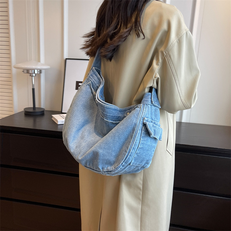 Women Bags Jeans - Women's Vintage Denim Hobo Bag, Large