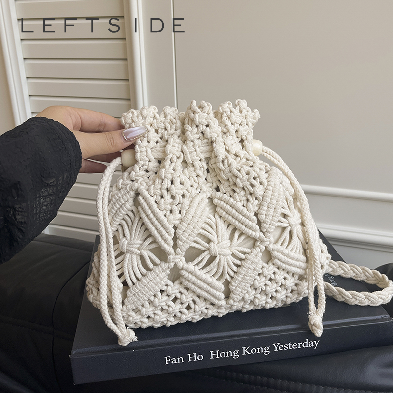 Women'S Raffia Bags - LEFTSIDE Weave Small Shoulder Bags for