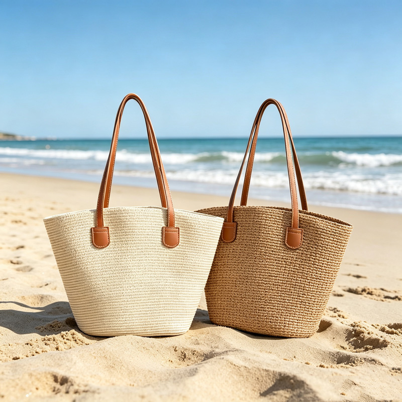 Women Bags Large - CLAREGQI Women's Solid Color Straw Tote