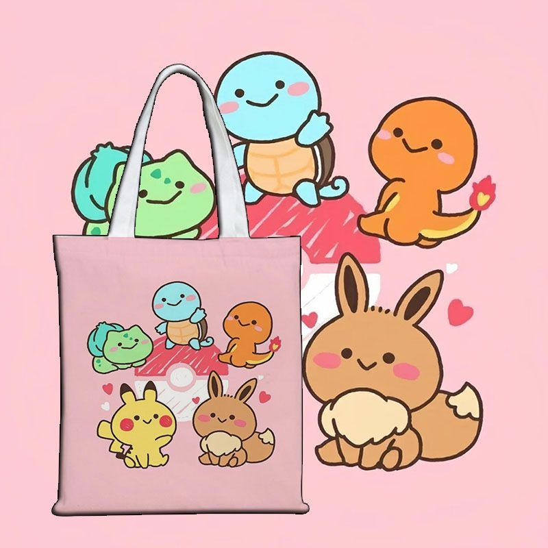 Shopper Tote Canvas - Pokémon Cute Canvas Bag Canvas Tote