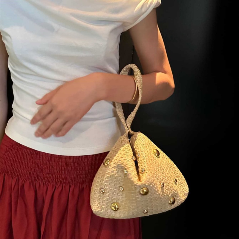 Triangular Woven Straw Clutch  - Women'S Raffia Bags ulasan dan harga