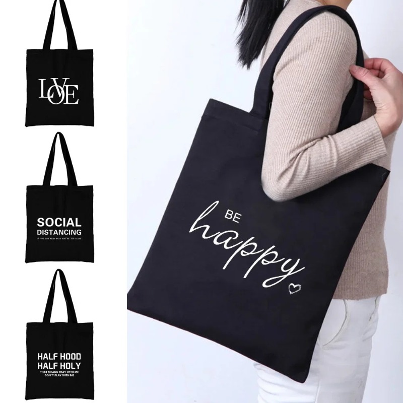 Kawaii Cartoon Orange Cat Prin - Shopper Tote Canvas ulasan dan harga