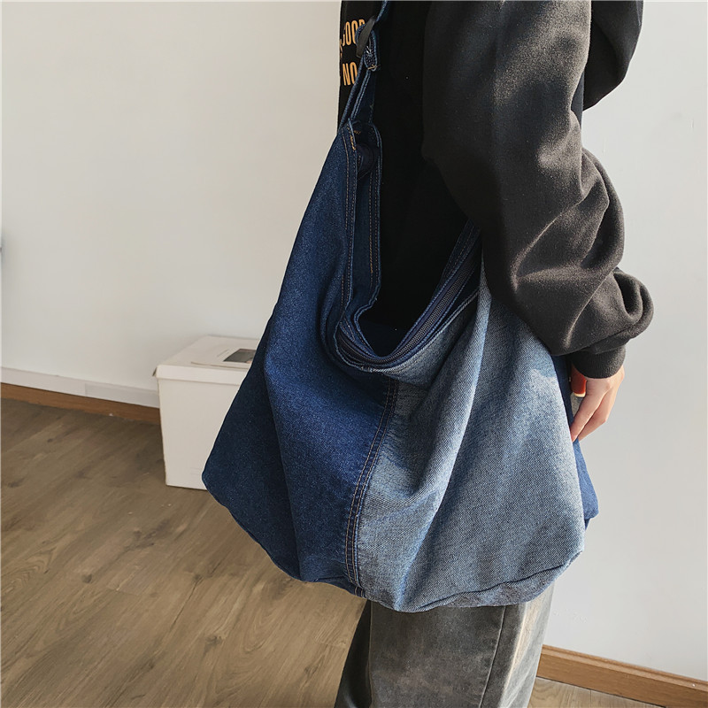 Casual Patchwork Denim Tote Ba - Women Bags Jeans ulasan dan harga