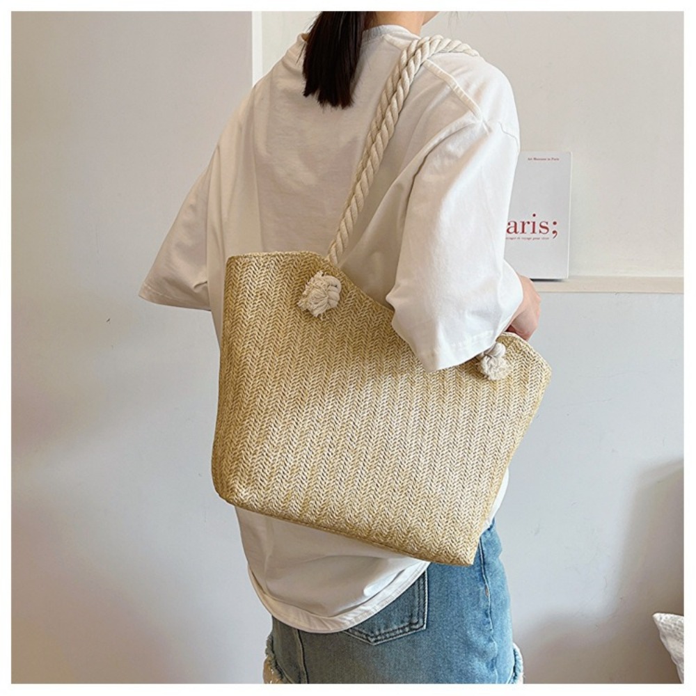 New Summer Beach Tote Bag Larg - Women'S Raffia Bags ulasan dan harga