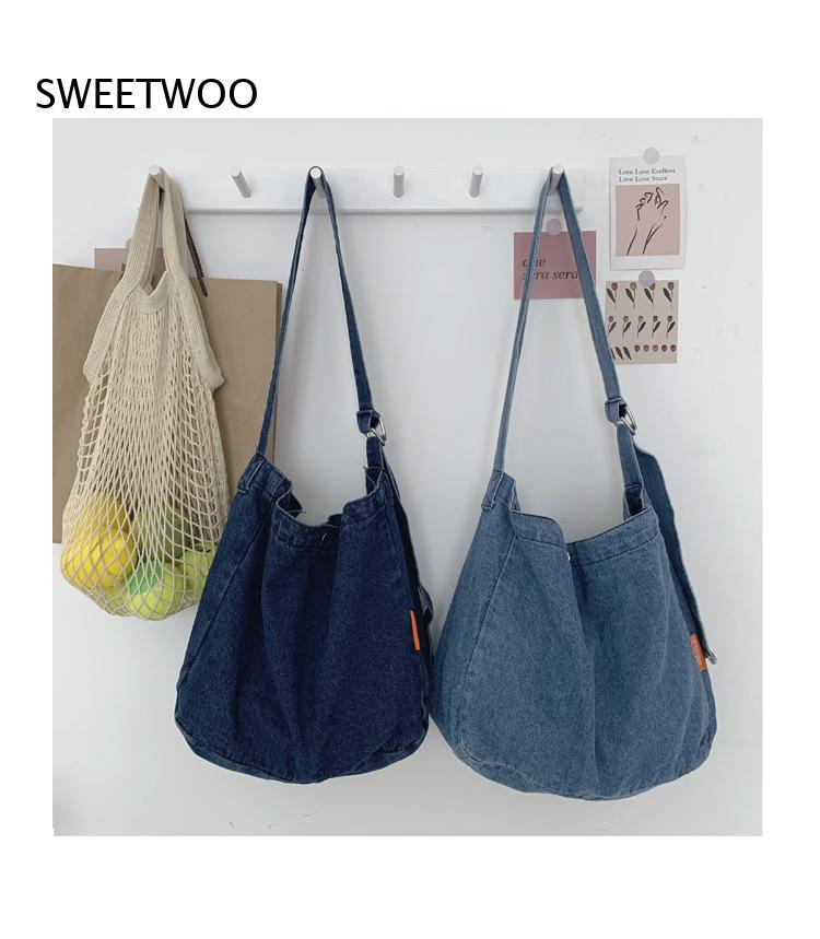 Casual Washed Denim Crossbody  - Women Bags Jeans ulasan dan harga