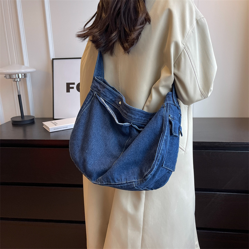 Women's Vintage Denim Hobo Bag - Women Bags Jeans ulasan dan harga