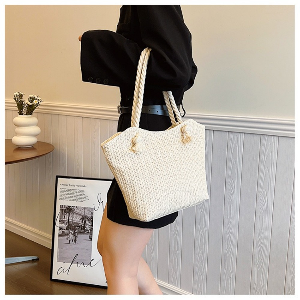 New Summer Beach Tote Bag Larg - Women'S Raffia Bags ulasan dan harga