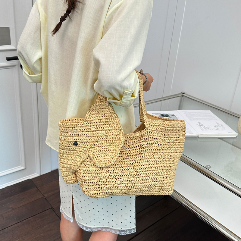 Elephant Shaped Raffia Handwov - Women'S Raffia Bags ulasan dan harga