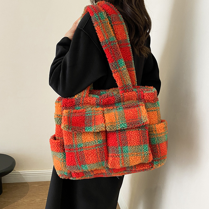 Lamb Fleece tote bags for wome - Women Handheld Bags ulasan dan harga