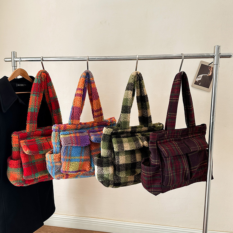Lamb Fleece tote bags for wome - Women Handheld Bags ulasan dan harga