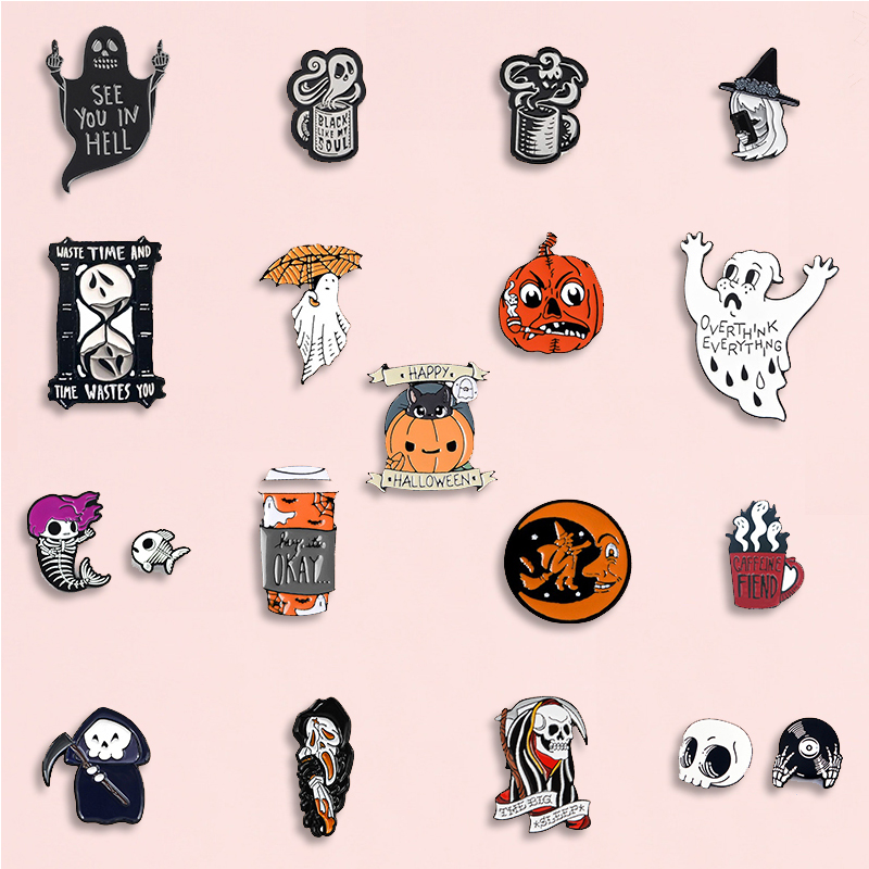 Happy Halloween Enamel Pin Tri - Women Bags Jeans ulasan dan harga