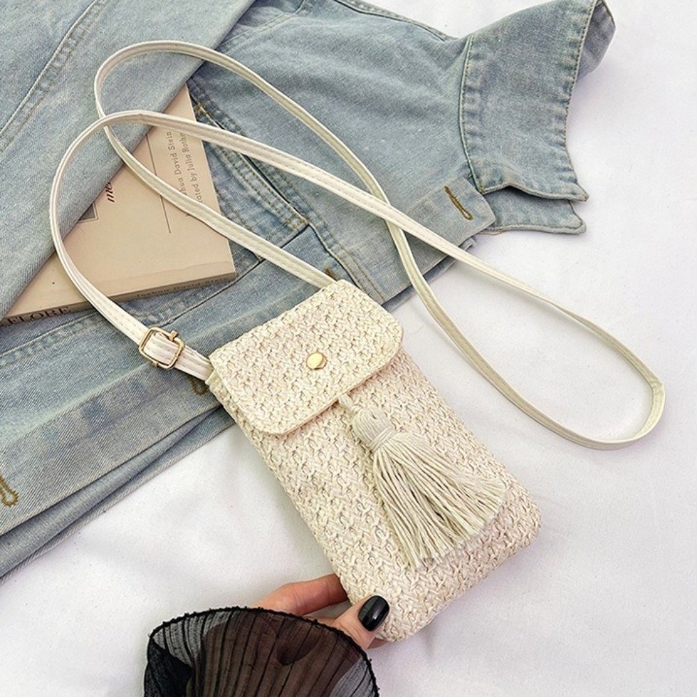 Portable Weaving Straw Woven H - Women Bags Handmade ulasan dan harga