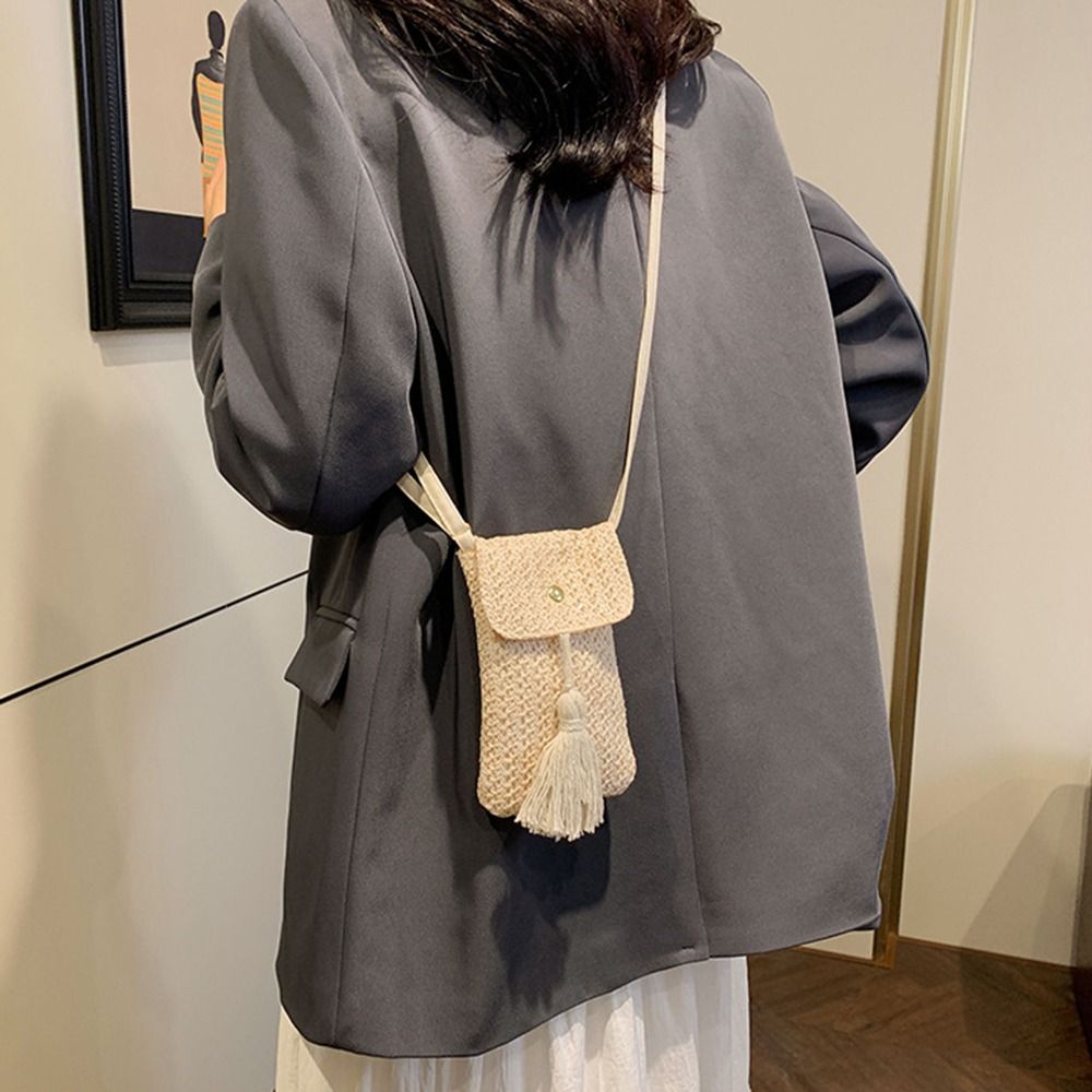 Portable Weaving Straw Woven H - Women Bags Handmade ulasan dan harga