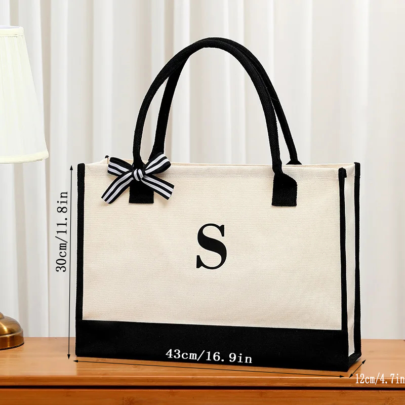 Simple canvas letter tote bag  - Shopper Tote Canvas ulasan dan harga