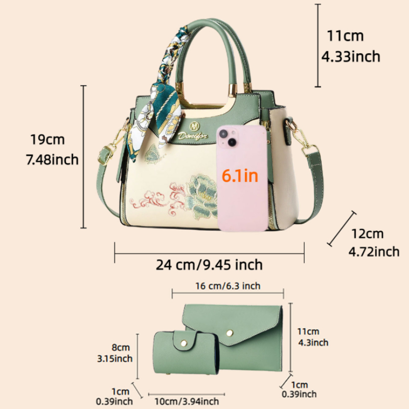 3-piece embroidered handbag se - Women Bags For Gift ulasan dan harga