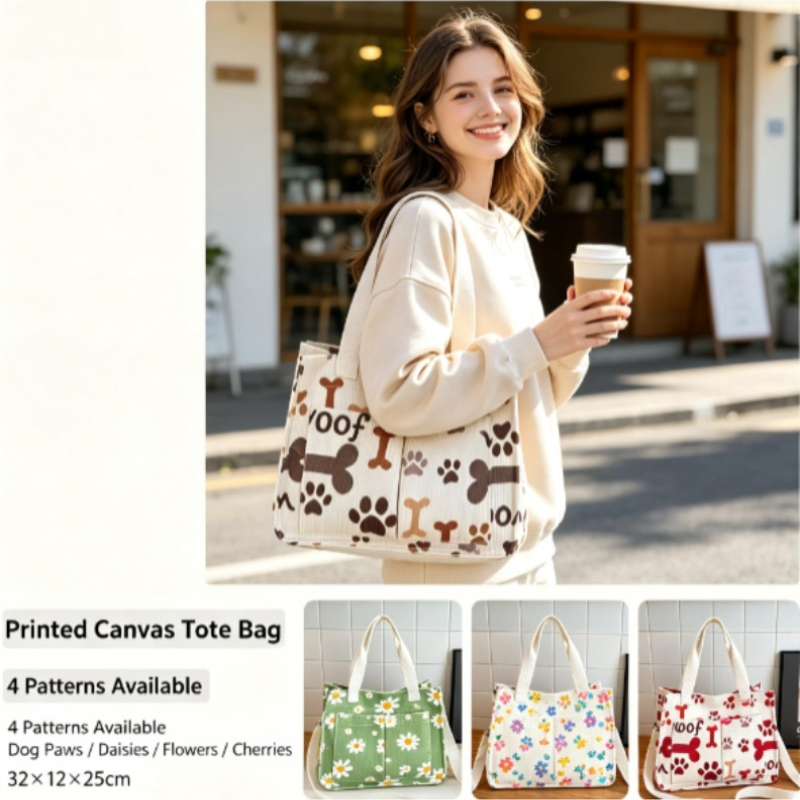 Fashion Corduroy Eco Bag, Larg - Shopper Tote Canvas ulasan dan harga