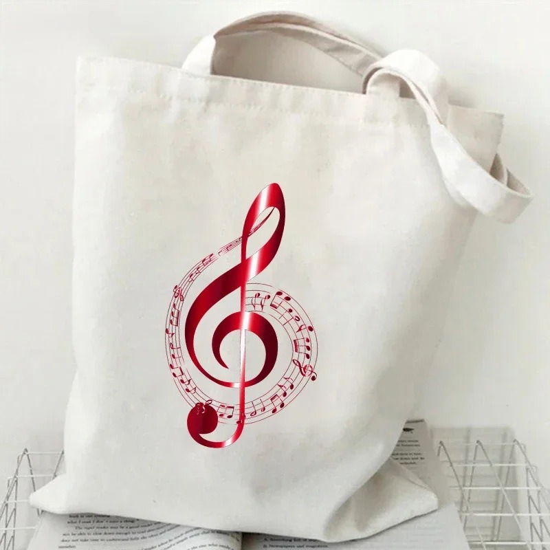 Music Note Heartbeat Printed C - Shopper Tote Canvas ulasan dan harga