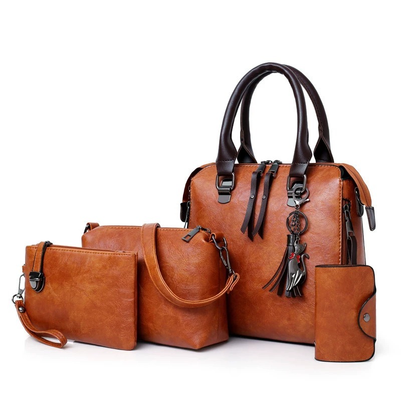 4Pcs Solid Color Bag Set With  - Women Bags Large ulasan dan harga