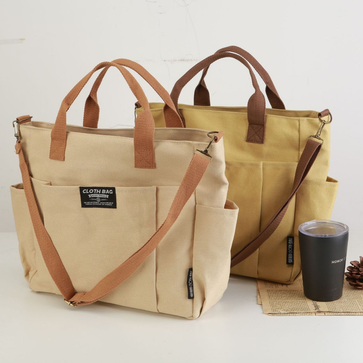 Canvas Tote Bag, Thickened Mul - Women Handheld Bags ulasan dan harga