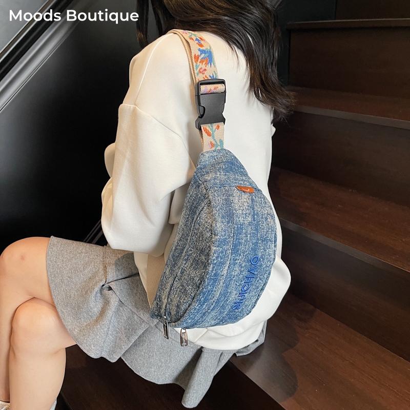 Denim Blue Chest Bags For Wome - Women Bags Trend 2025 ulasan dan harga